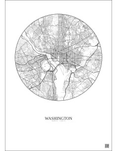 Washington City Map Poster 10km | Gravura – Light background 2
