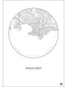 Montevideo City Map Poster 10km | Gravura – Light background 2