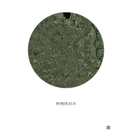 Affiche Bordeaux – Poster vue satellite 5km Couleur | Gravura – Fond clair