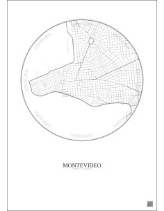 Montevideo City Map Poster 2.5km | Gravura – Light background 2