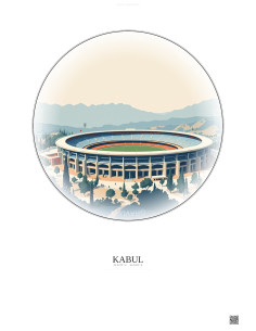 Affiche Kabul – Poster illustration vintage – Ghazi Stadium | Gravura – Fond clair