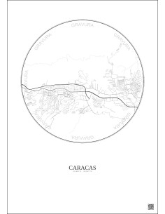 Caracas City Map Poster 6km | Gravura – Light background 2