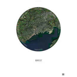 Brest Satellite View Poster 6km Color | Gravura – Light background