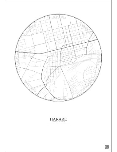 Harare City Map Poster 2.5km | Gravura – Light background