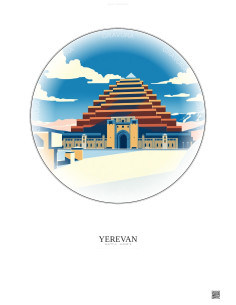Affiche Yerevan – Poster illustration vintage – Matenadaran | Gravura – Fond clair