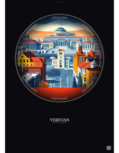Affiche Yerevan – Poster illustration vintage – Yerevan | Gravura – Fond foncé
