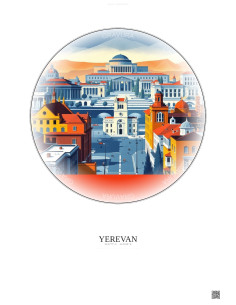 Affiche Yerevan – Poster illustration vintage – Yerevan | Gravura – Fond clair