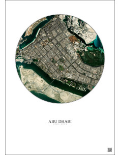 Affiche Abu Dhabi – Poster vue satellite 6km Couleur | Gravura – Fond clair 2