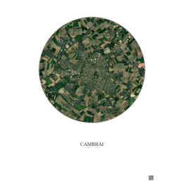 Cambrai Satellite View Poster 5km Color | Gravura – Light background