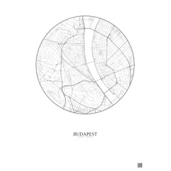 Affiche Budapest – Poster carte de ville 2.5km | Gravura – Fond clair