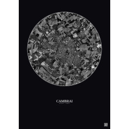 Cambrai Satellite View Poster 5km B&W | Gravura – Dark background