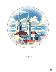 Affiche Vienna – Poster illustration vintage – Famous Viewpoint Of Vienna | Gravura – Fond clair