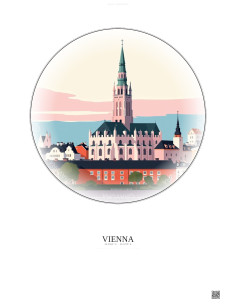 Affiche Vienna – Poster illustration vintage – Most Iconic Landmark Of Vienna | Gravura – Fond clair
