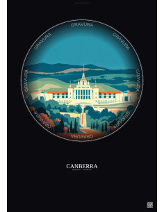Affiche Canberra – Poster illustration vintage – Canberra | Gravura – Fond foncé