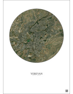 Yerevan Satellite View Poster 10km Color | Gravura – Light background 2