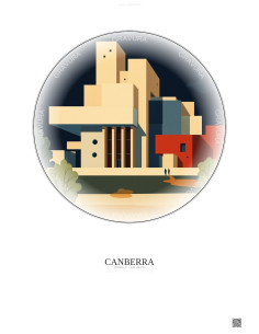 Affiche Canberra – Poster illustration vintage – National Gallery Of Australia | Gravura – Fond clair