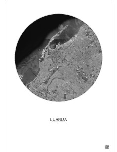 Affiche Luanda – Poster vue satellite 10km N&B | Gravura – Fond clair 2