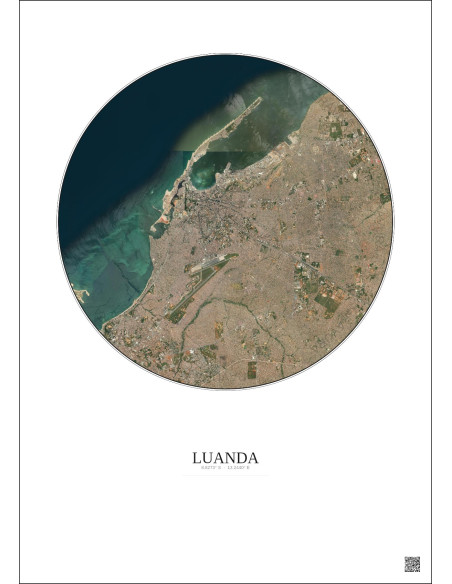 Affiche Luanda – Poster vue satellite 10km Couleur | Gravura – Fond clair