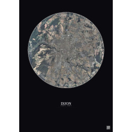 Dijon Satellite View Poster 10km Color | Gravura – Dark background