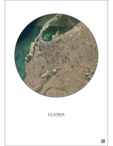 Affiche Luanda – Poster vue satellite 6km Couleur | Gravura – Fond clair