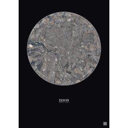 Dijon Satellite View Poster 5km Color | Gravura – Dark background