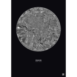Dijon Satellite View Poster 5km B&W | Gravura – Dark background
