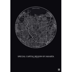 Affiche Special Capital Region Of Jakarta – Poster carte de ville 10km | Gravura – Fond foncé