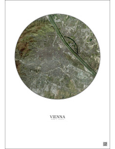 Affiche Vienna – Poster vue satellite 10km Couleur | Gravura – Fond clair 2