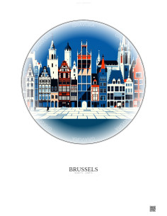Affiche Brussels – Poster illustration vintage – Brussels | Gravura – Fond clair