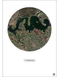 Affiche Canberra – Poster vue satellite 2.5km Couleur | Gravura – Fond clair 2