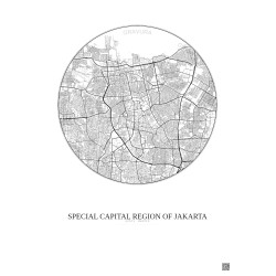 Affiche Special Capital Region Of Jakarta – Poster carte de ville 10km | Gravura – Fond clair