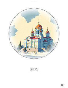 Affiche Sofia – Poster illustration vintage – Alexander Nevsky Cathedral | Gravura – Fond clair