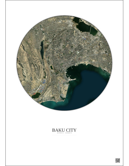 Baku City Satellite View Poster 10km Color | Gravura – Light background