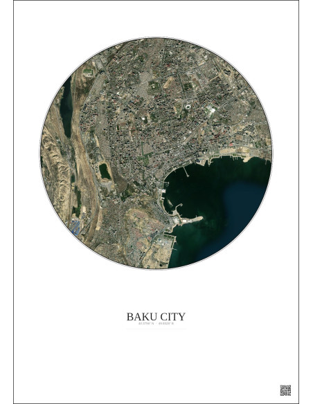 Baku City Satellite View Poster 6km Color | Gravura – Light background