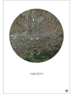 Affiche Sarajevo – Poster vue satellite 2.5km Couleur | Gravura – Fond clair 2