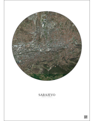 Sarajevo Satellite View Poster 2.5km Color | Gravura – Light background