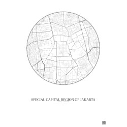 Affiche Special Capital Region Of Jakarta – Poster carte de ville 2.5km | Gravura – Fond clair
