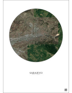 Affiche Sarajevo – Poster vue satellite 6km Couleur | Gravura – Fond clair 2