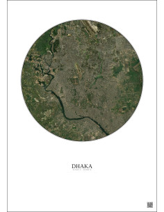 Affiche Dhaka – Poster vue satellite 10km Couleur | Gravura – Fond clair 2