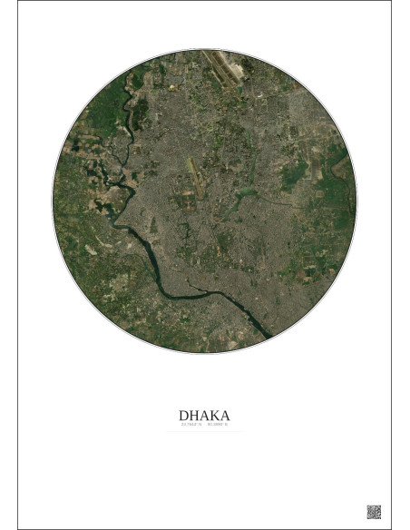 Dhaka Satellite View Poster 10km Color | Gravura – Light background