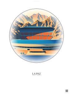 Affiche La Paz – Poster illustration vintage – Estadio Hernando Siles | Gravura – Fond clair