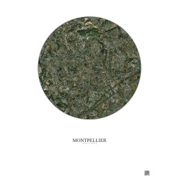 Montpellier Satellite View Poster 5km Color | Gravura – Light background