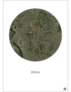 Affiche Dhaka – Poster vue satellite 6km Couleur | Gravura – Fond clair 2