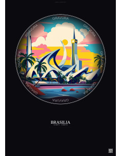 Brasilia Vintage Travel Poster – Brasilia | Gravura – Dark background