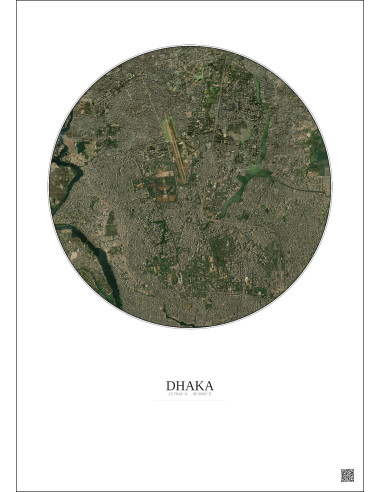 Dhaka Satellite View Poster 6km Color | Gravura – Light background