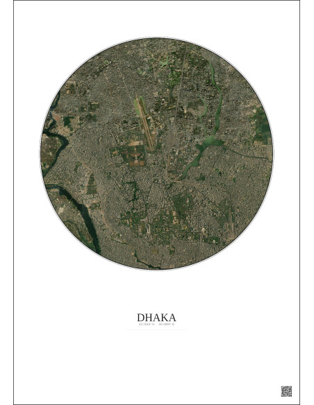 Dhaka Satellite View Poster 6km Color | Gravura – Light background