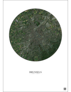Affiche Brussels – Poster vue satellite 10km Couleur | Gravura – Fond clair 2