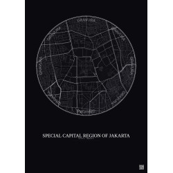Affiche Special Capital Region Of Jakarta – Poster carte de ville 2.5km | Gravura – Fond foncé
