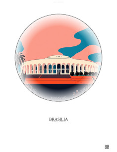 Brasilia Vintage Travel Poster – Palacio Do Planalto | Gravura – Light background