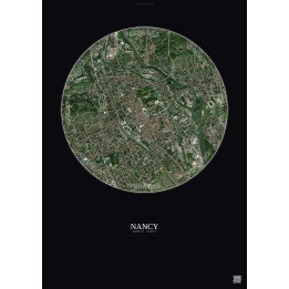 Nancy Satellite View Poster 2.5km Color | Gravura – Dark background
